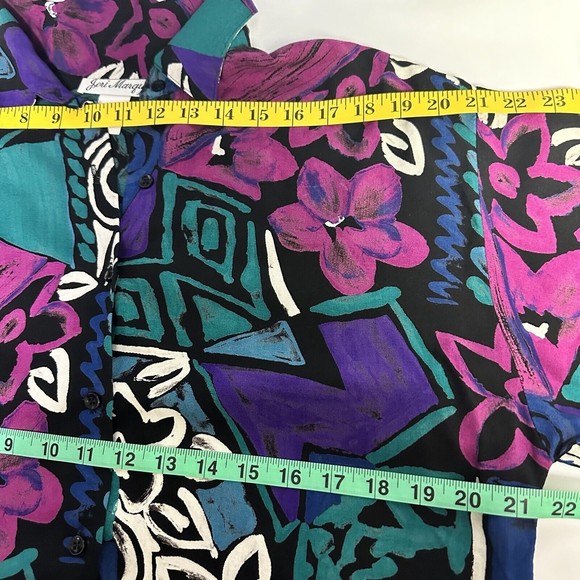 Jeri Marque Top Size 12 Blouse Longsleeve Button Up Bishop Peasant Sleeve Collar - Picture 9 of 12